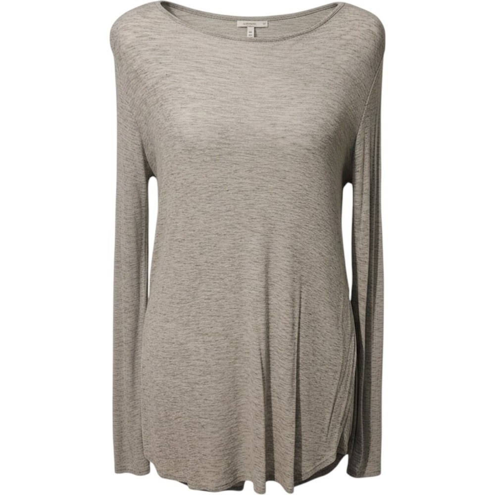 Witchery Womens XS Grey Heathered Marle Long Sleeve Pleated Back Scoop Neck Top